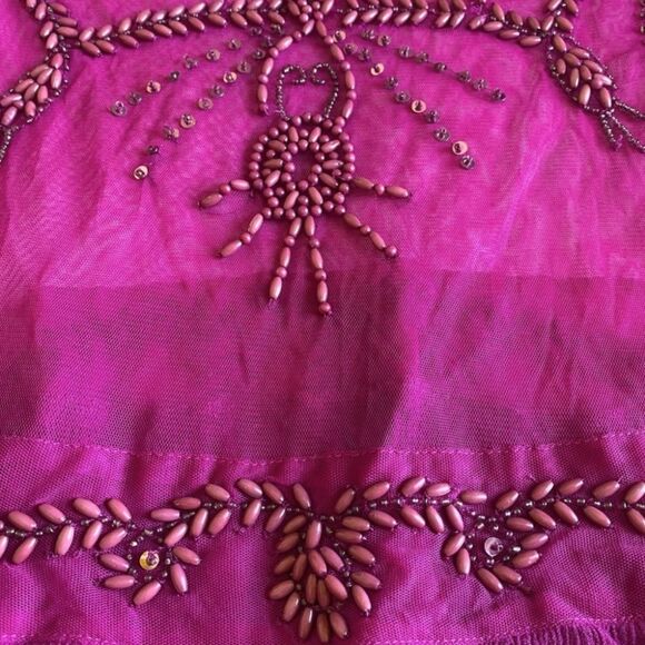Free People Fuchsia Embellished Sheer Mesh Top Size M Rayon - Picture 6 of 15